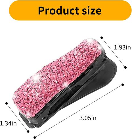 2 PCS Bling Sunglasses Holders for Car Sun Visor ، Bling Crystal نظارات شمسية ، مقطع بطاقة أزياء Classe Eyeglasses Mount for Women Girls (White) in Kuwait