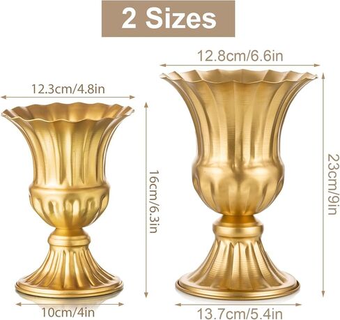 Sziqiqi Vintage Vase for Flowers Decorative Plant Pots for Table Centerpieces - Small Flower Arrangement Vases for Living Room Home Party Reception Ceremony 6.3in (Gold, 2) in Kuwait