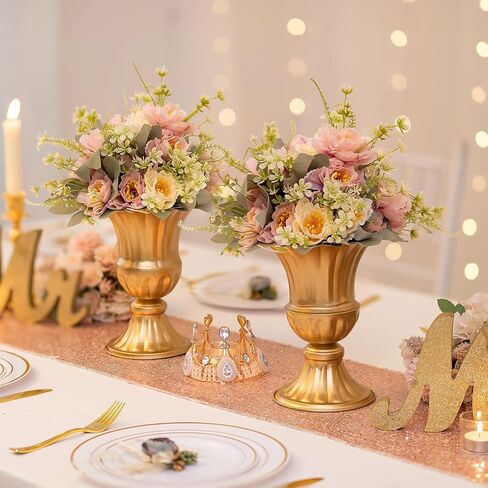 Sziqiqi Vintage Vase for Flowers Decorative Plant Pots for Table Centerpieces - Small Flower Arrangement Vases for Living Room Home Party Reception Ceremony 6.3in (Gold, 2) in Kuwait