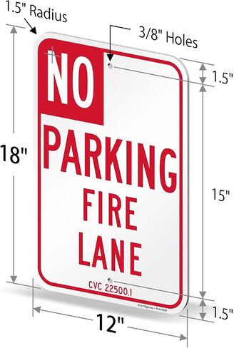 SmartSign (Pack of 4) 18 x 12 inch “No Parking - Fire Lane" Official California State Sign, 120 mil Thick Aluminum Composite (ACM), Engineer Grade Reflective Material, Red and White, Made in USA in Saudi Arabia
