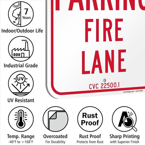 SmartSign (Pack of 4) 18 x 12 inch “No Parking - Fire Lane" Official California State Sign, 120 mil Thick Aluminum Composite (ACM), Engineer Grade Reflective Material, Red and White, Made in USA in Saudi Arabia