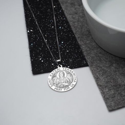 PicturesOnGold.com Saint Kateri Tekakwitha Religious Medal - 2/3 Inch Size of Dime, Sterling Silver in Saudi Arabia
