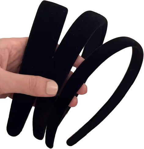 AUDTOPE Black Velvet Padded Headbands for Women, Soft Simple Headband for Girls and Teens, Plain No Teeth Thick Hoops Hair Accessories in Saudi Arabia