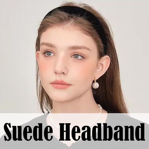 AUDTOPE Black Velvet Padded Headbands for Women, Soft Simple Headband for Girls and Teens, Plain No Teeth Thick Hoops Hair Accessories in Saudi Arabia