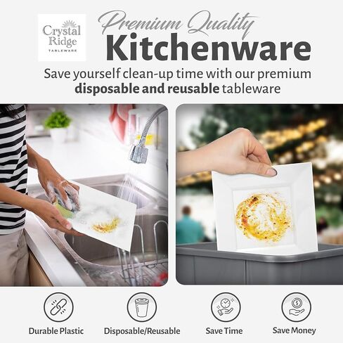 60-Piece Plastic Plates Set Premium 30 Dinner Plates & 30 Salad Plates Pack, Disposable Plates for Party - White Plastic Wedding Plates with Silver Rim in Saudi Arabia