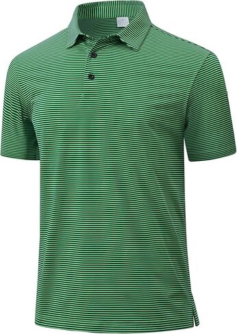 Golf Polos for Men - Striped Sport Polo Shirts for Men Quick Dry Slim Fit, Funny Men Work Golf Shirt Moisture Wicking in Saudi Arabia
