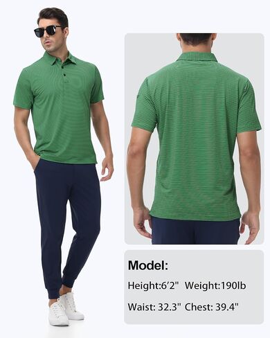 Golf Polos for Men - Striped Sport Polo Shirts for Men Quick Dry Slim Fit, Funny Men Work Golf Shirt Moisture Wicking in Saudi Arabia
