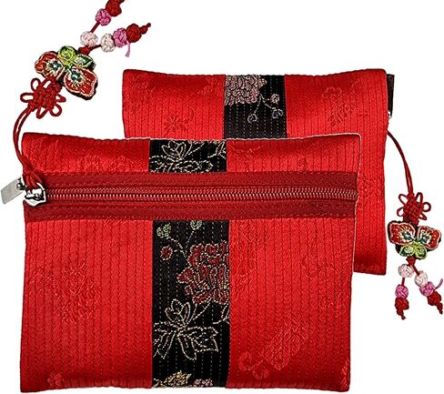 Korean Wallet Traditional Embroidered Hanbok Pouch Coin Purse Korea Chuseok (Red) in Saudi Arabia