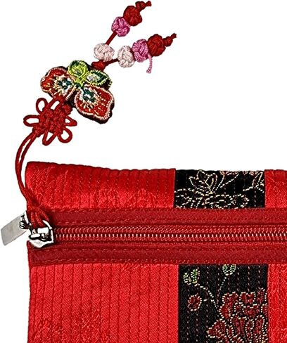 Korean Wallet Traditional Embroidered Hanbok Pouch Coin Purse Korea Chuseok (Red) in Saudi Arabia