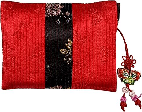 Korean Wallet Traditional Embroidered Hanbok Pouch Coin Purse Korea Chuseok (Red) in Saudi Arabia