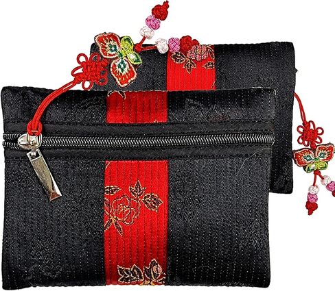 Korean Wallet Traditional Embroidered Hanbok Pouch Coin Purse Korea Chuseok (Red) in Saudi Arabia