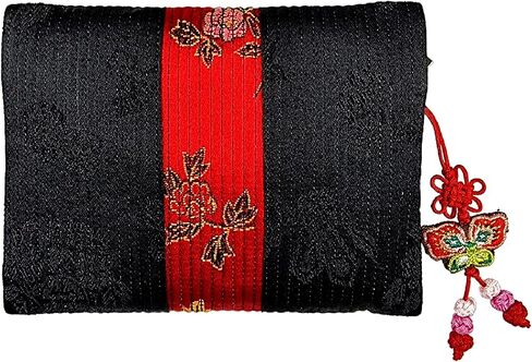 Korean Wallet Traditional Embroidered Hanbok Pouch Coin Purse Korea Chuseok (Red) in Saudi Arabia