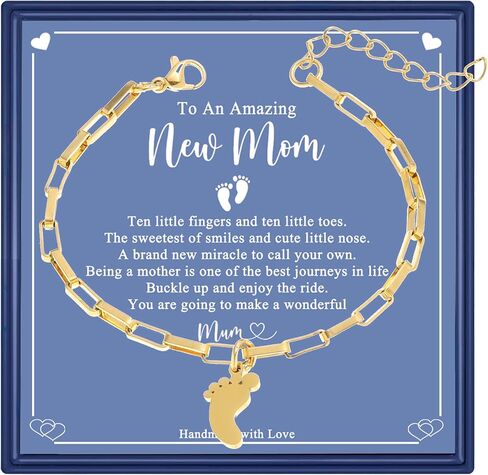New Mom Bracelets for Women 14K Gold Plated Stainless Steel New Mom Bracelet First Time Mom Gifts Mama to Be Bracelet New Mom Gifts New Mom Jewelry Mothers Day Christmas Birthday Gifts in Saudi Arabia