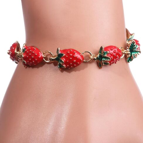 charm red strawberry bracelets for women,cute Imitation Pearl friendship bracelets Fruit Strawberry Lover Gifts birthday Gift box Adjustable chain Jewelry in Saudi Arabia