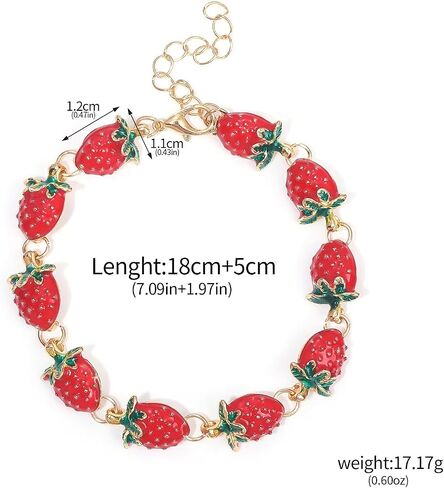 charm red strawberry bracelets for women,cute Imitation Pearl friendship bracelets Fruit Strawberry Lover Gifts birthday Gift box Adjustable chain Jewelry in Saudi Arabia