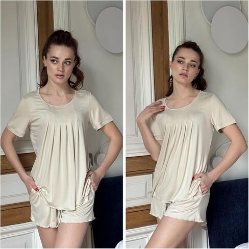 Ekouaer Pajama Set for Women 2 Piece Women's Short Sleeve Pajama Sets, Lounge Sleepwear Ladies Pjs Sets with Pockets in Saudi Arabia