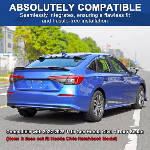 Rear Spoiler for Honda Civic Sedan 2022-2025 Trunk Spoiler Wing Trunk Tail Rear Trunk Lid,Glossy Black Style Performance for Honda Civic Sedan Accessories 2022 2023 2024 2025 in Saudi Arabia