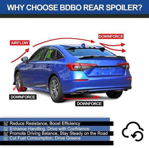 Rear Spoiler for Honda Civic Sedan 2022-2025 Trunk Spoiler Wing Trunk Tail Rear Trunk Lid,Glossy Black Style Performance for Honda Civic Sedan Accessories 2022 2023 2024 2025 in Saudi Arabia