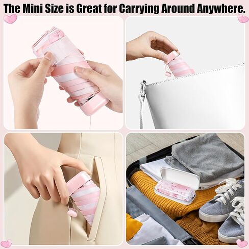Mini Travel Folding Umbrella - Small Compact Sun Retractable Umbrella with Case, Lightweight Portable UPF 50+ Rain UV Protection Windproof Parasol for Pocket Backpack Women Girls Lady in Saudi Arabia