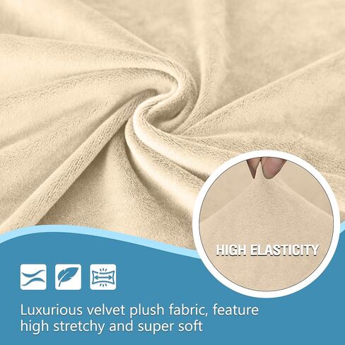 HDCAXKJ Corner Sectional Couch Covers Velvet Stretch L Shape Sofa Cover Soft Thick Sectional Slipcovers Set U Shaped Living Room Non Slip Magic Furniture Protector for Pet Dogs (Oatmeal, X-Large) in Kuwait