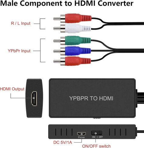 Dingsun HDMI إلى RCA محول HDMI إلى AV محول HDMI إلى محول تلفزيون أقدم متوافق مع Apple TV وXiaomi Mi Box وAndroid TV Box وRoku وFire Stick وDVD ومشغل Blu-ray إلخ. يدعم بال/NTSC in Saudi Arabia