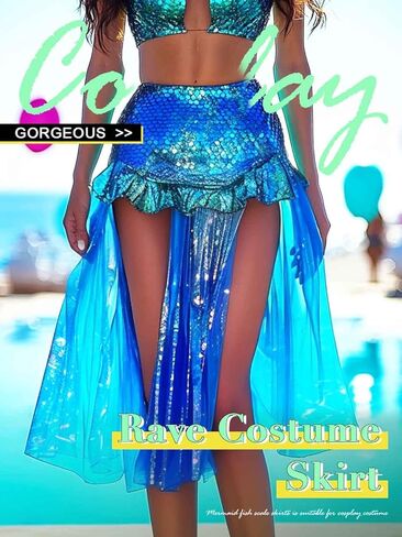 Graeen Light Up Mermaid Tail Costume Skirt Glow Fish Scale Have Maxi Varts for Women in Saudi Arabia