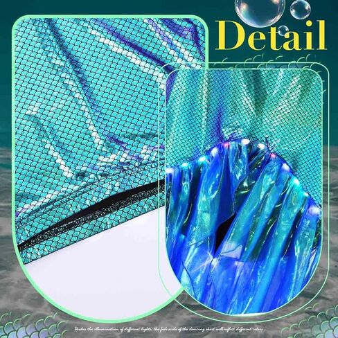 Graeen Light Up Mermaid Tail Costume Skirt Glow Fish Scale Have Maxi Varts for Women in Saudi Arabia