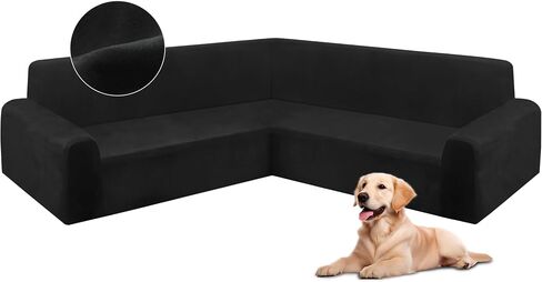 HDCAXKJ Corner Sectional Couch Covers Velvet Stretch L Shape Sofa Cover Soft Thick Sectional Slipcovers Set U Shaped Living Room Non Slip Magic Furniture Protector for Pet Dogs (Oatmeal, X-Large) in Kuwait