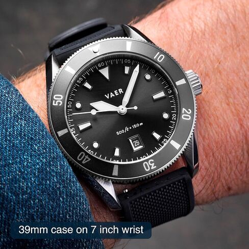 Vaer DS2 Quartz Dive Watch for Men - Ocean Ready 15 ATM, 39mm, Battery-Powered, Sapphire Crystal (+/- 20 Seconds per Month), Two Quick-Change 20mm Straps - Gift Set for Men - Gifts for Dad - 39mm in Kuwait