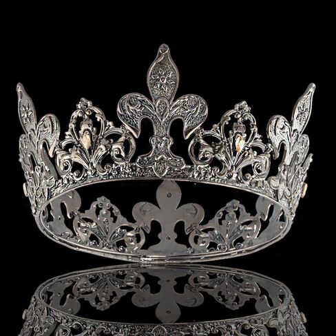 Alloy Rhinestone King Queen Round Crown Party Hair Accessories For Costume Cosplay Prom Pageant Homecoming Wedding (Gold) in Kuwait
