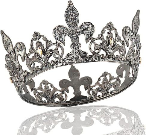 Alloy Rhinestone King Queen Round Crown Party Hair Accessories For Costume Cosplay Prom Pageant Homecoming Wedding (Gold) in Kuwait
