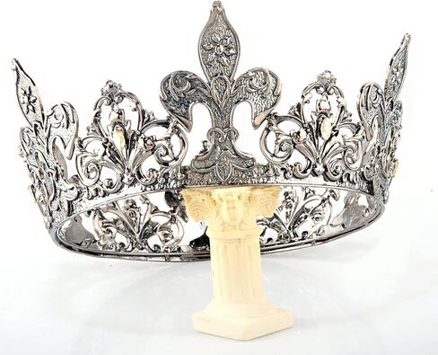 Alloy Rhinestone King Queen Round Crown Party Hair Accessories For Costume Cosplay Prom Pageant Homecoming Wedding (Gold) in Kuwait