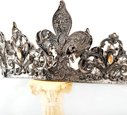Alloy Rhinestone King Queen Round Crown Party Hair Accessories For Costume Cosplay Prom Pageant Homecoming Wedding (Gold) in Kuwait