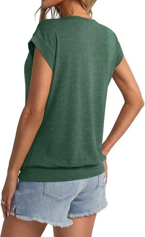 Womens Crewneck Cap Sleeve T Shirts Banded Bottom Top Lourd Fit Fit Sleeves Tee Tee Summer Summer Tops 2025 in Kuwait