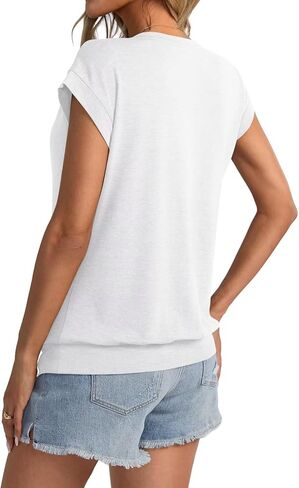 Womens Crewneck Cap Sleeve T Shirts Banded Bottom Top Lourd Fit Fit Sleeves Tee Tee Summer Summer Tops 2025 in Kuwait