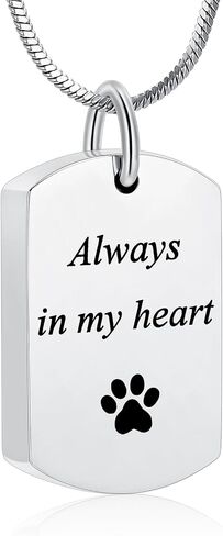 Minicremation Cremation Jewelry Urn Necklace for Ashes for Women & Men Always in My Heart Paw Print Urn Necklace Memorial Keepsake Pendant with Filling Kit in Saudi Arabia