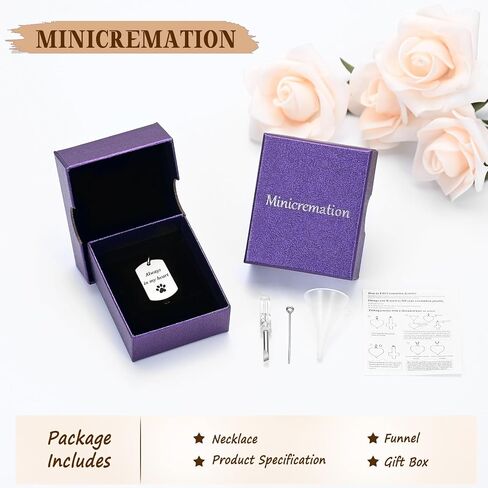 Minicremation Cremation Jewelry Urn Necklace for Ashes for Women & Men Always in My Heart Paw Print Urn Necklace Memorial Keepsake Pendant with Filling Kit in Saudi Arabia