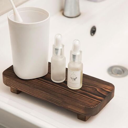Wood Risers for Desk Organizer, Tray For Bathroom, Riser for kitchen counter, Stand For Kitchen Counter, Perfume Organizer Plant Stand (Walnut, 9 x 4 Inches) in Saudi Arabia