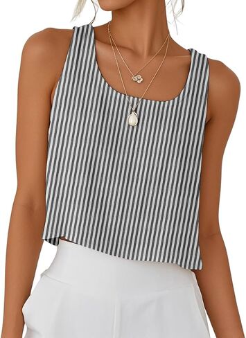 IDEALSANXUN Womens Cotton Linen Crop Tank Tops Spring Summer Sleeveless Tops in Kuwait