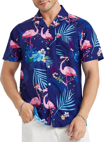 قمصان هاواي للرجال قصيرة الأكمام الزر غير الرسمي لأسفل القمصان الاستوائية للرجال قميص شاطئ الصيف ألوها in Kuwait