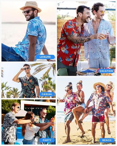Men's Hawaiian Shirts Short Sleeve Casual Button Down Shirts Tropical Shirt for Men Summer Aloha Beach Shirt in Kuwait