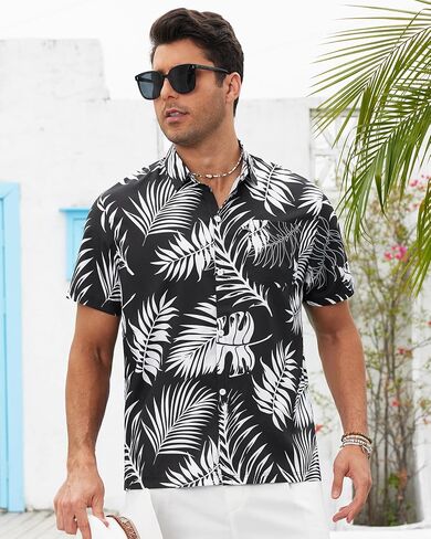Men's Hawaiian Shirts Short Sleeve Casual Button Down Shirts Tropical Shirt for Men Summer Aloha Beach Shirt in Kuwait