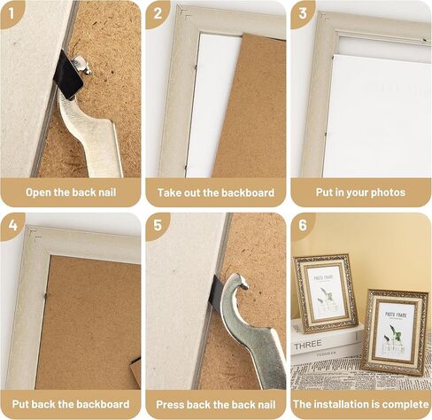 5x7 Picture Frames (2 Pack, Gold) Retro Designed Photo Frame Classic Simple Home Office Decor in Saudi Arabia