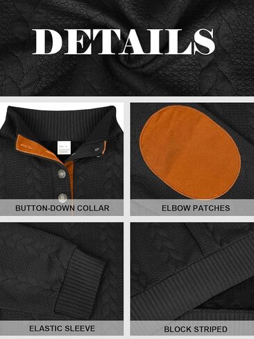 Men's Colorblock Pullover Sweaters Long Sleeve Stand Collar Quarter Button Knitted Sweatshirts Quilted Sweatshirt in Kuwait