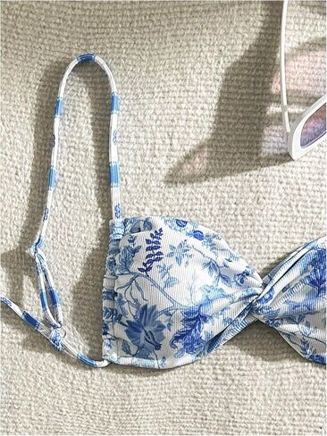 Verdusa Women's 2 Piece Floral Bikini Set Twist Front Self Tie Summer Bathing Suit in Kuwait