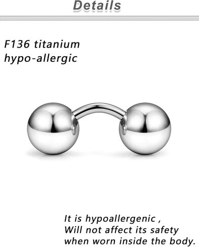 Yaalozei G23 Titanium 16g 14g 12g كرات ثقب كبيرة حلقات PA خارقة المجوهرات Hypoallergenic خارجيا ملولق المنحنى in Kuwait