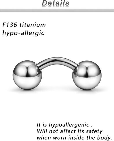 Yaalozei G23 Titanium 16g 14g 12g كرات ثقب كبيرة حلقات PA خارقة المجوهرات Hypoallergenic خارجيا ملولق المنحنى in Kuwait