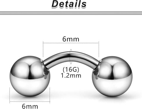 Yaalozei G23 Titanium 16g 14g 12g كرات ثقب كبيرة حلقات PA خارقة المجوهرات Hypoallergenic خارجيا ملولق المنحنى in Kuwait