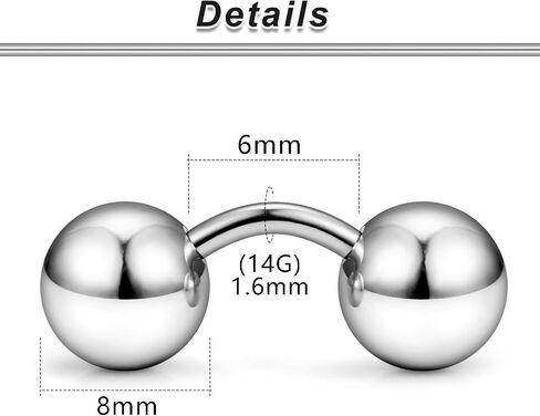 Yaalozei G23 Titanium 16g 14g 12g كرات ثقب كبيرة حلقات PA خارقة المجوهرات Hypoallergenic خارجيا ملولق المنحنى in Kuwait