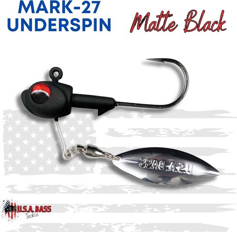 USA BASS Tackle Mark-27 Underspin Swimbait Jig Head معالجة مصممة لباس منقط كبير الحجم سمولماوث - شفرات مخصصة، طلاء، خطافات المالك in Saudi Arabia